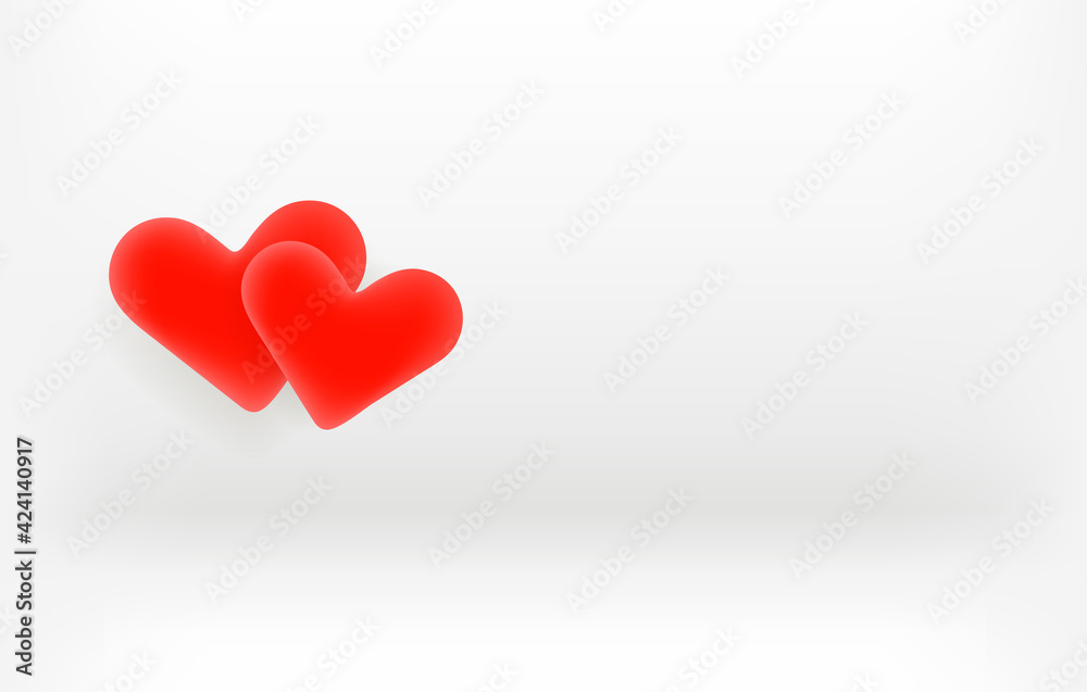 Two red hearts illustration. Love concept. Banner with copyspace. Two red hearts illustration. Love concept. Banner with copyspace.