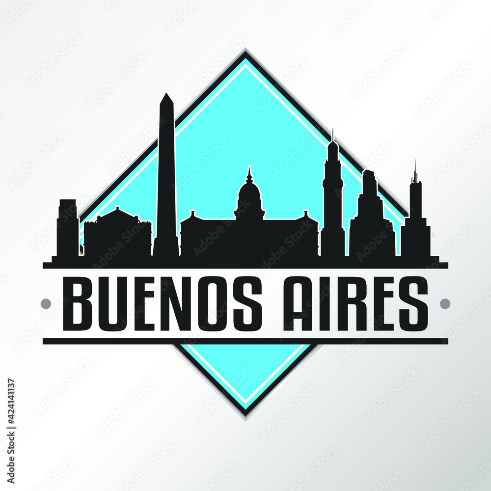 Buenos Aires Argentina Skyline Logo. Adventure Landscape Design. Vector Illustration Cut File.