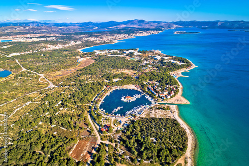Solaris Sibenik. Adriatic coast  landscape aerial panoramic view, Sibenik archipelago photo