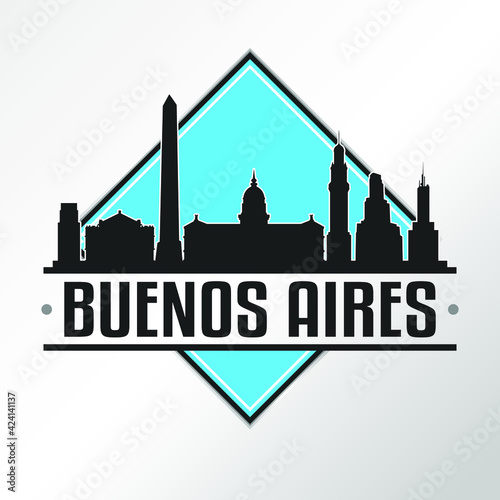 Buenos Aires Argentina Skyline Logo. Adventure Landscape Design. Vector Illustration Cut File.