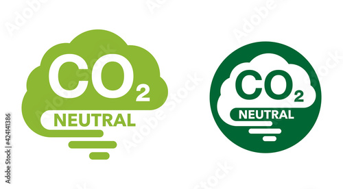 CO2 neutral icon, net zero carbon footprint