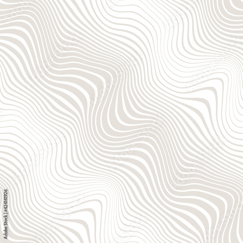 Vector seamless pattern. Abstract texture with thin grey wavy stripes. Creative distorted background. Decorative subtle liquid print. Can be used as swatch for illustrator.
