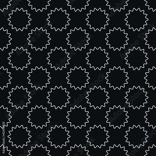 Seamless Vector background pattern with stars. Minimalistic black and white design for textile or wallpaper