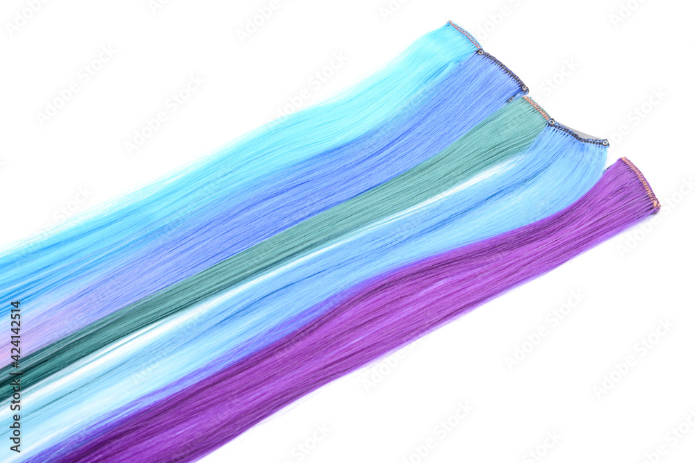 Unusual hair strands on white background Unusual hair strands on white background
