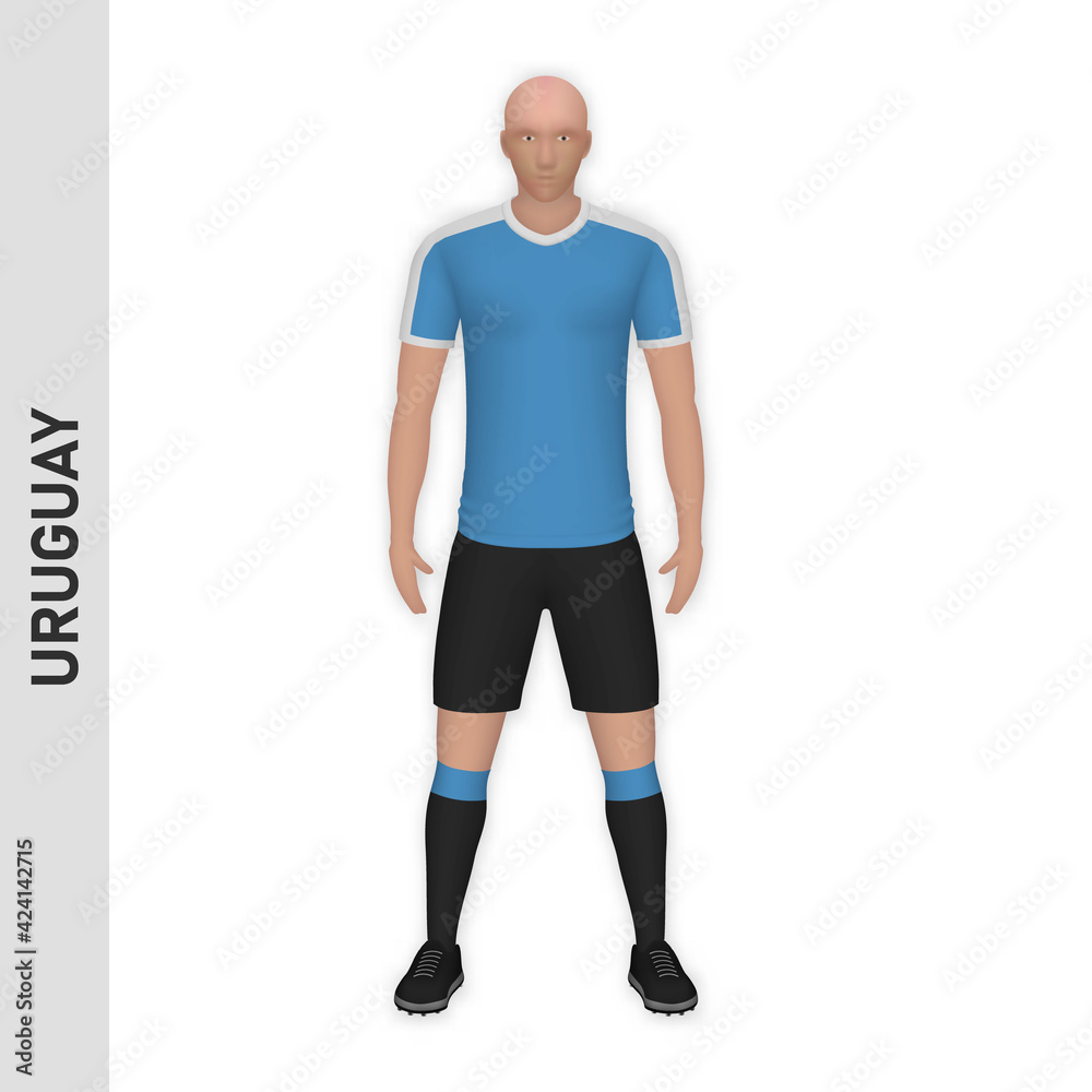 3D realistic soccer player mockup. Football Team Kit template