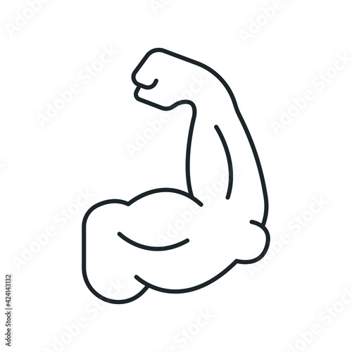 Hand biceps linear icon. Health and training. Sport lifestyle. Thin line customizable illustration. Contour symbol. Vector isolated outline drawing. Editable stroke