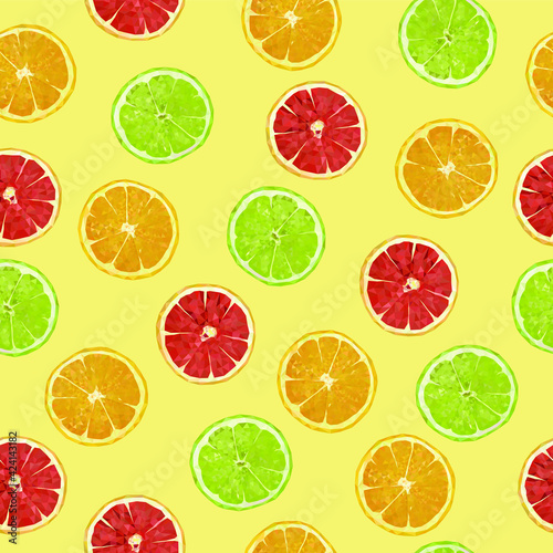 slice grapefruit orange pomelo seamless pattern vector illustration