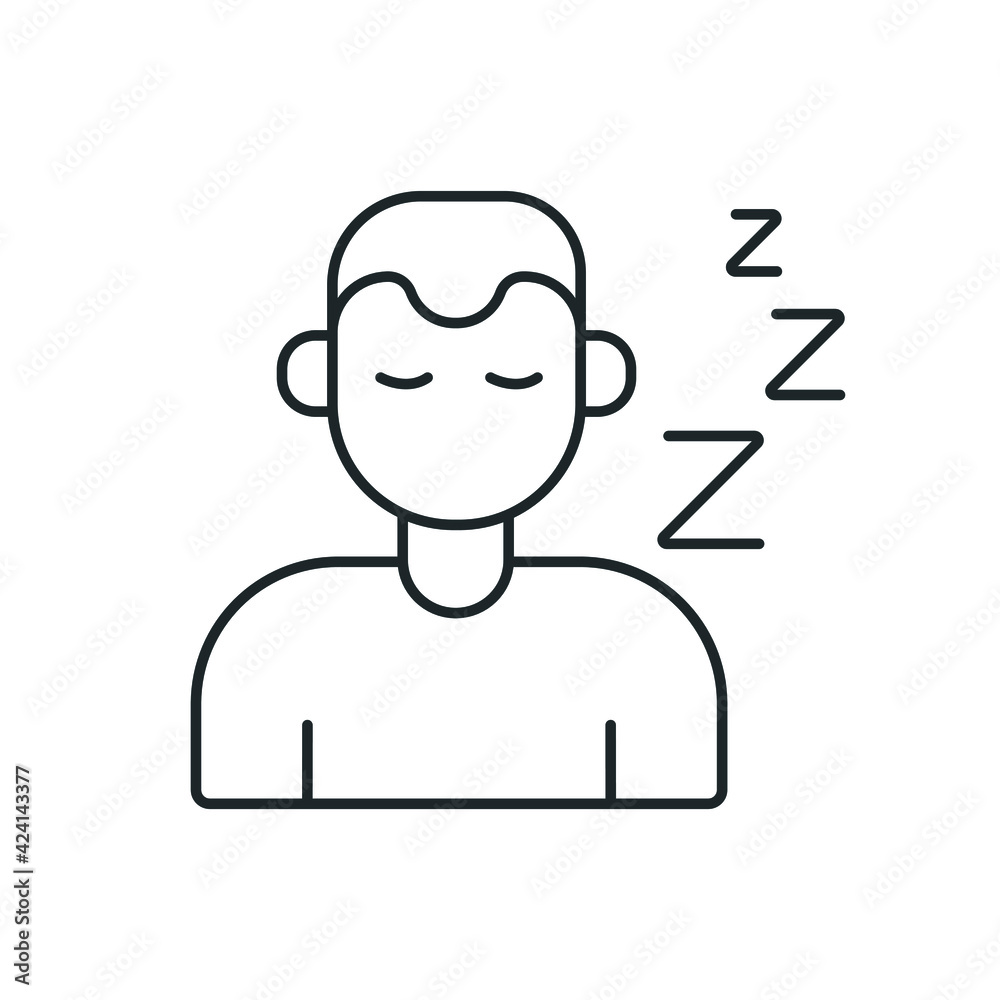 Healthy sleep linear icon. Health and training. Sport lifestyle. Thin line customizable illustration. Contour symbol. Vector isolated outline drawing. Editable stroke Healthy sleep linear icon. Health and training. Sport lifestyle. Thin line customizable illustration. Contour symbol. Vector isolated outline drawing. Editable stroke