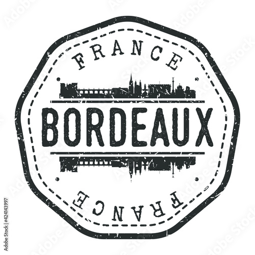 Bordeaux, France Stamp Skyline Postmark. Silhouette Postal Passport. City Round Vector Icon. Vintage Postage Design.