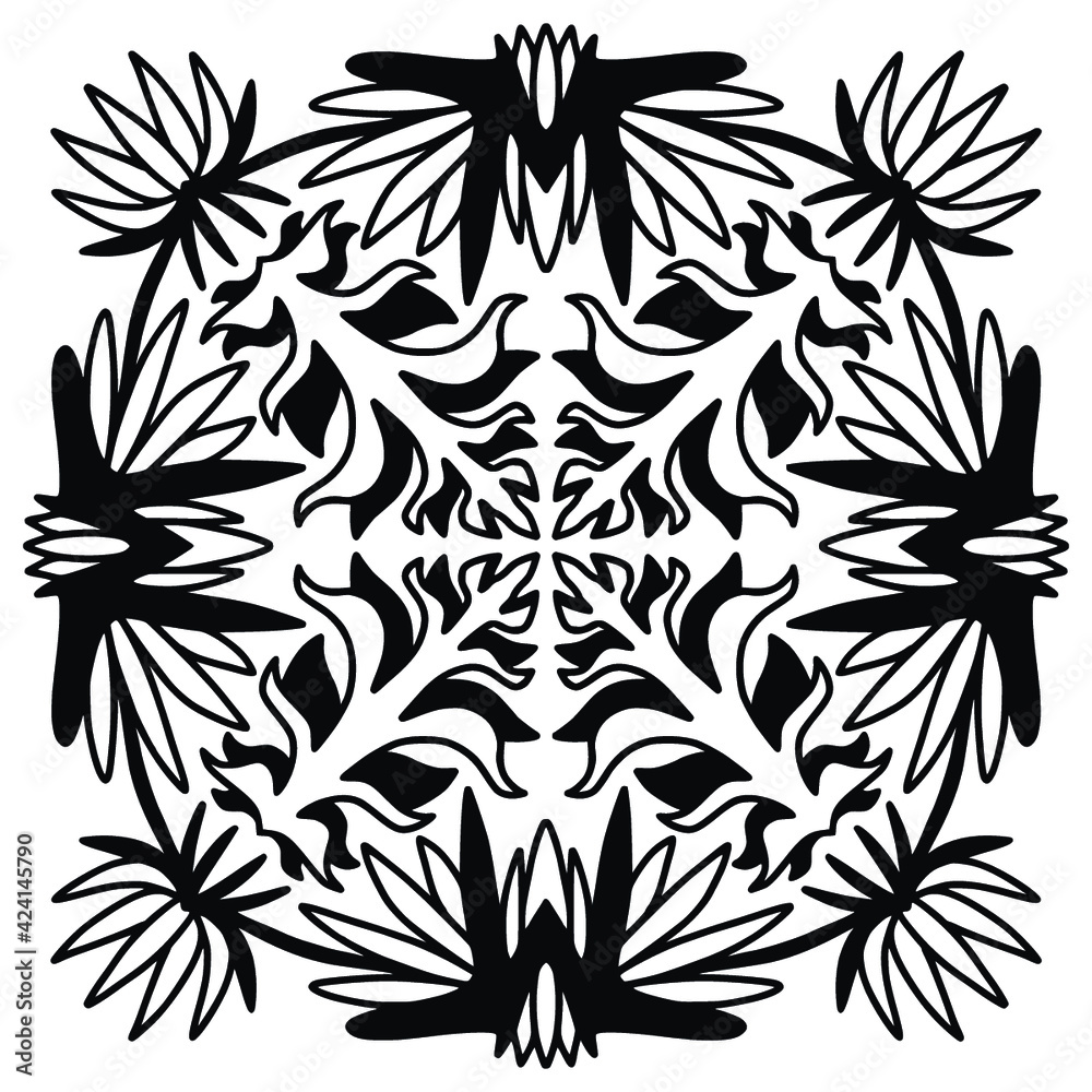 Fototapeta premium Mandala tile ornament. Coloring book page.