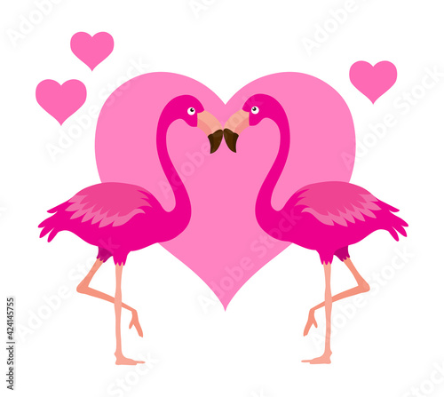 Flamingo heart lovely birds illustration