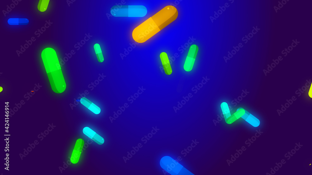 Drug prescription forpill medicine capsule pattern with blue background. Abstract healthcare technology and science medical  concept.