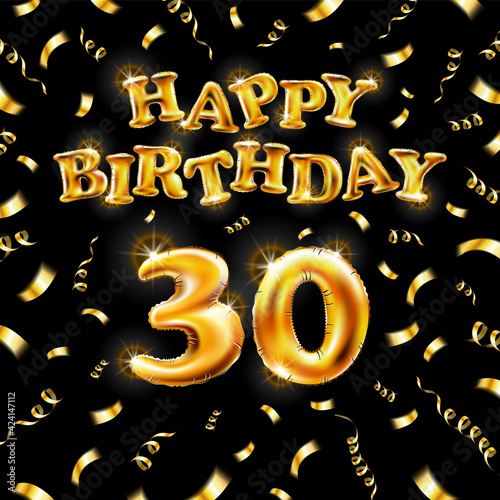 Canvas Print Golden number thirtieth metallic balloon