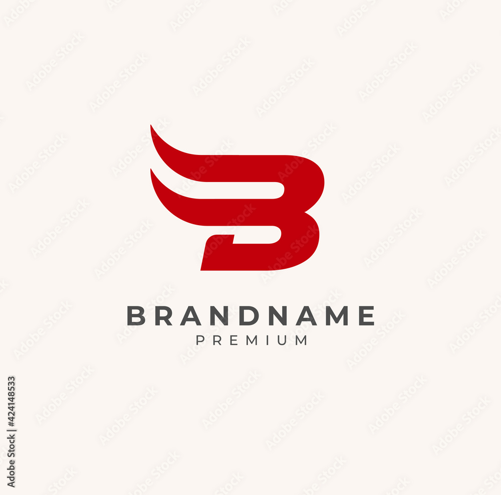 Initial B Horn Logo, Red letter B with horn Combination, usable for business and brand logos, flat design logo template, vector illustration Initial B Horn Logo, Red letter B with horn Combination, usable for business and brand logos, flat design logo template, vector illustration