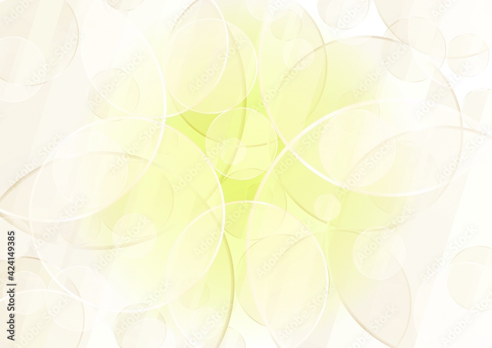 円が重なる透明感のある黄色の抽象背景 no.08