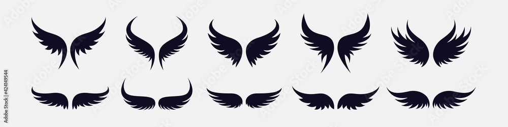 Fototapeta premium Wings icon logo set vector. Wing logo collection on white background