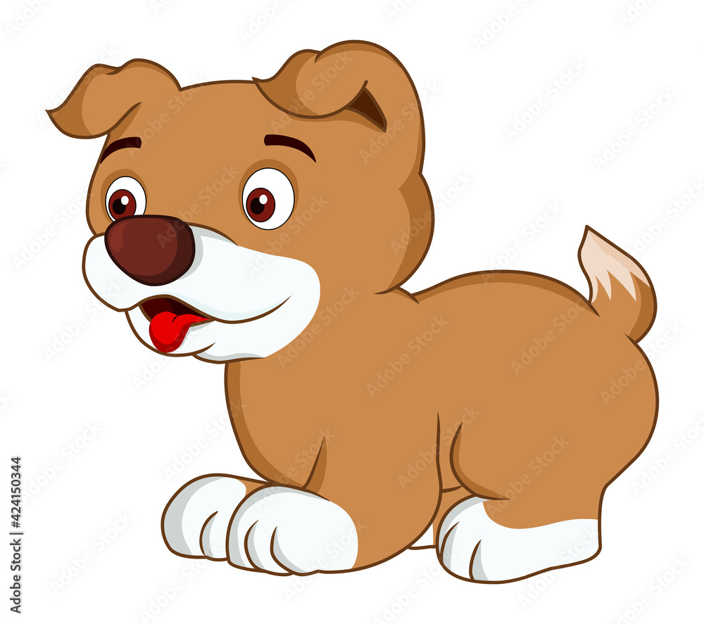 Fototapeta premium Cartoon puppy sitting vector illustration