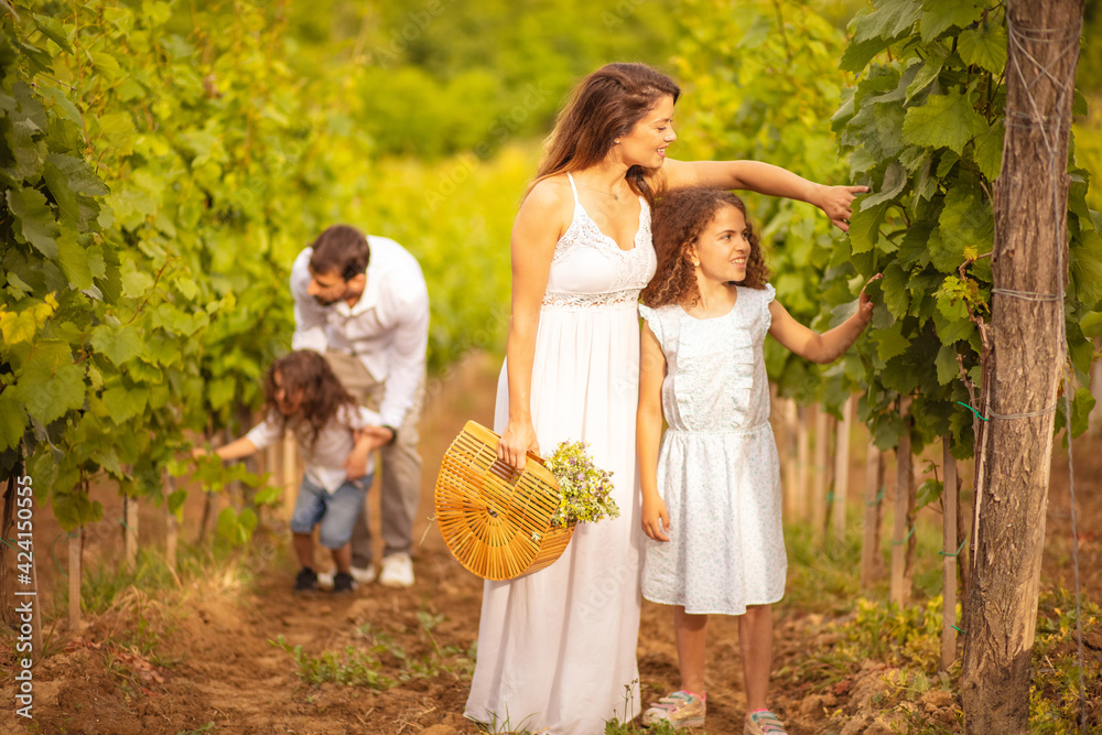 Family in the vineyard.