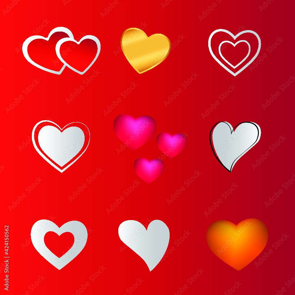 Colorful Heart Icons Set
