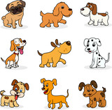 Set of Cute dog puppies vector illustration