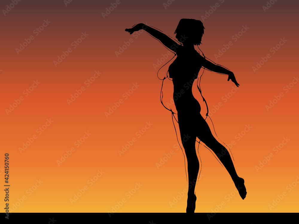 Vector conceptual fat overweight obese female vs slim fit healthy body after weight loss or diet with muscles thin young woman over sunset. Fitness, nutrition or fatness obesity, health shape Vector conceptual fat overweight obese female vs slim fit healthy body after weight loss or diet with muscles thin young woman over sunset. Fitness, nutrition or fatness obesity, health shape