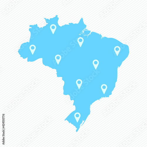 Brazil Simple Map With Map Icons