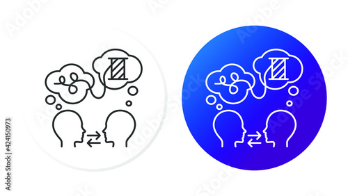 two icons, gradient, untangling conversation into a spool