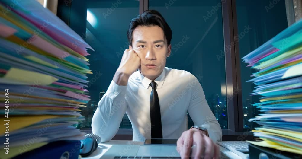 Timelapse businessman overtime work Stock Video | Adobe Stock