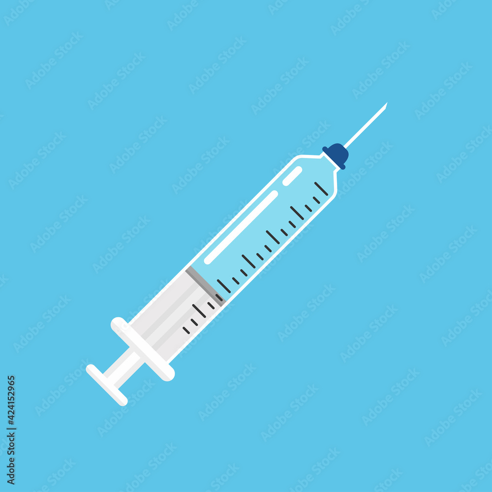 Syringe vector. Syringe on blue background. Syringe vector. Syringe on blue background.