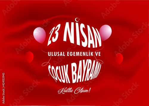 Children's day 23 april vector illustration translation: Happy 23 April National Sovereignty and Children's Day