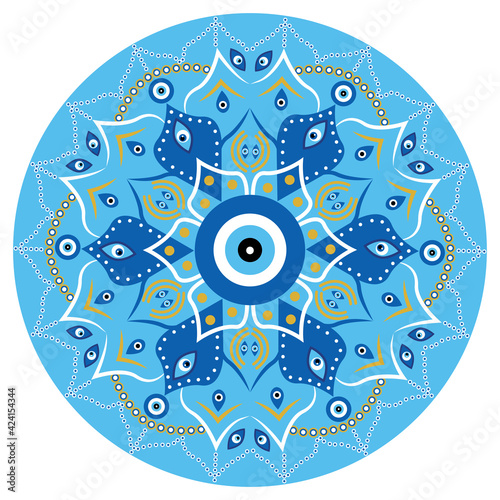 Mandala greek evil eye symbol of protection blue turkish.