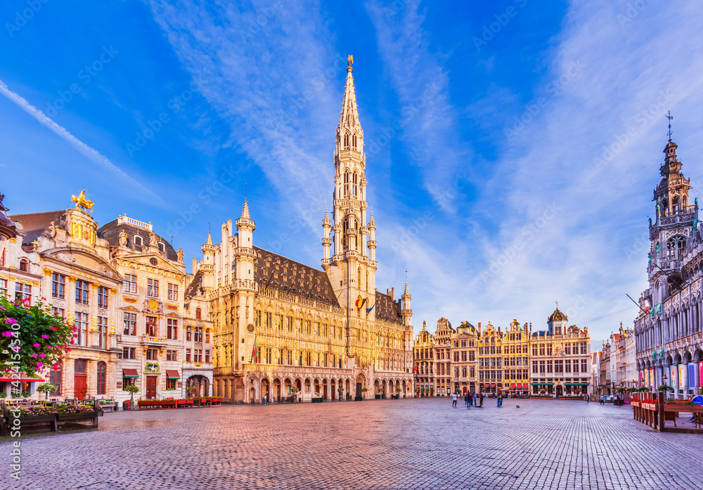 Brussels, Belgium. Grand Place. Market square surrounded by guild halls.