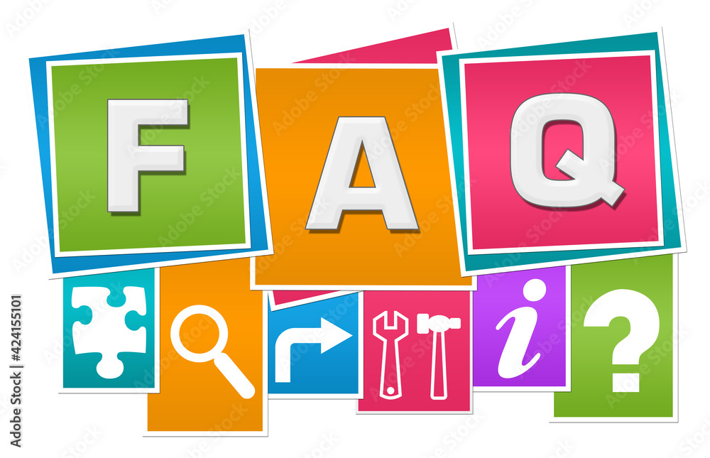 FAQ - Frequently Asked Questions Colorful Symbols Blocks