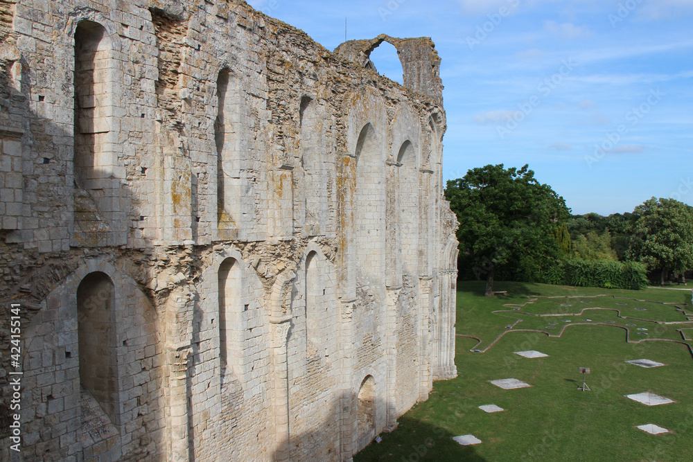 ruins of the saint-pierre cathedral at the maillezais abbey in france