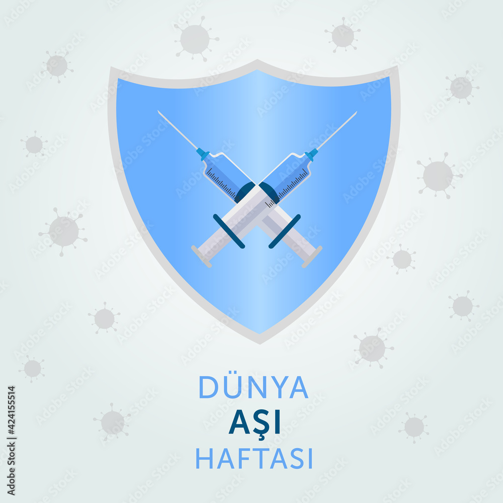 Aşı haftası design. Translate: Vaccination week concept. Vector illustration. Aşı haftası design. Translate: Vaccination week concept. Vector illustration.