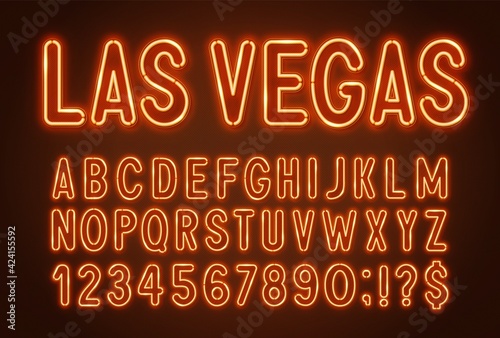 Orange neon light font on a dark background.