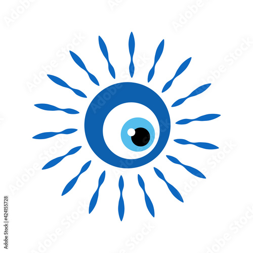 Greek evil eye, symbol of protection. Glass Turkish eye Nazar Boncugu. Amulet, talisman from the evil eye
