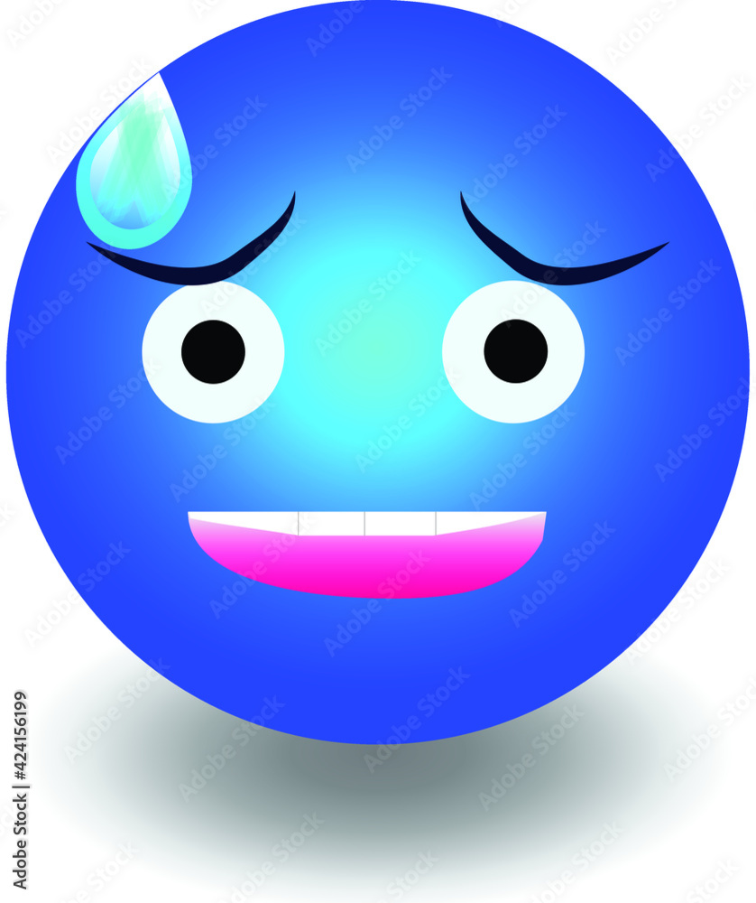 emoji with water drop on head (Grinning face with sweat emoji) Stock