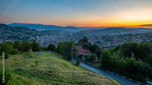 sunset over the mountains