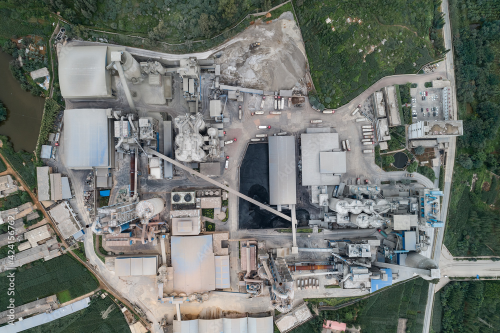 Aerial Photography of a Cement Plant in Yunnan Province, China