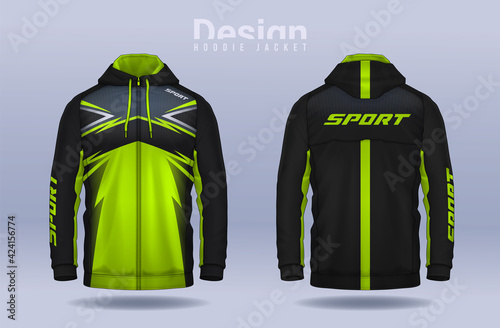Hoodie shirts template. Jacket Design, Track Sportswear, front and back view.