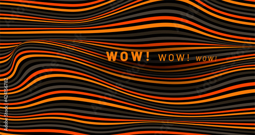 Bright multi-colored background with striped waves and place for your text with shadow. Vector illustration.