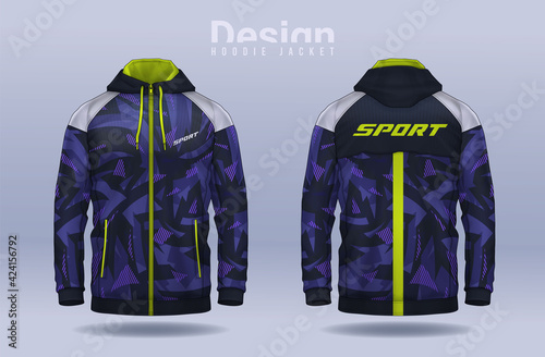 Hoodie shirts template. Jacket Design, Track Sportswear, front and back view.