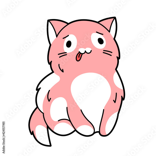 Illustration of cute kawaii cat. Cartoon character.