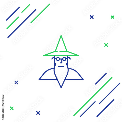 Line Wizard warlock icon isolated on white background. Colorful outline concept. Vector