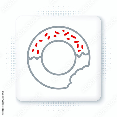 Line Donut with sweet glaze icon isolated on white background. Colorful outline concept. Vector