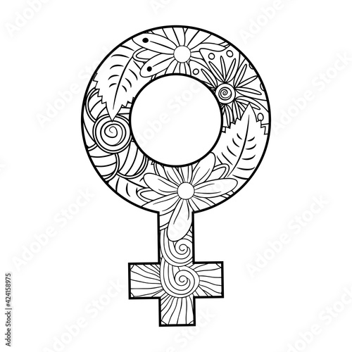 Beautiful floral feminine symbol of Venus as female gender sign