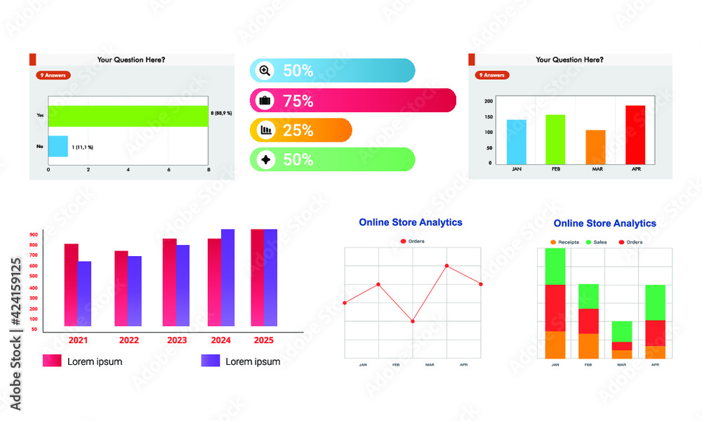 Statistics Graphs Infographic Set Statistics Graphs Infographic Set