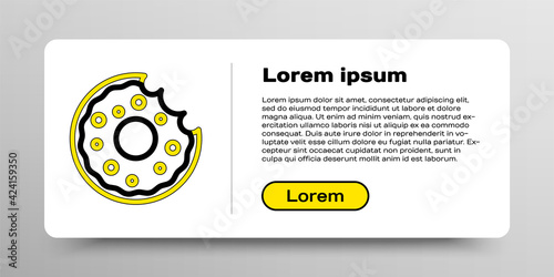 Line Donut with sweet glaze icon isolated on white background. Colorful outline concept. Vector