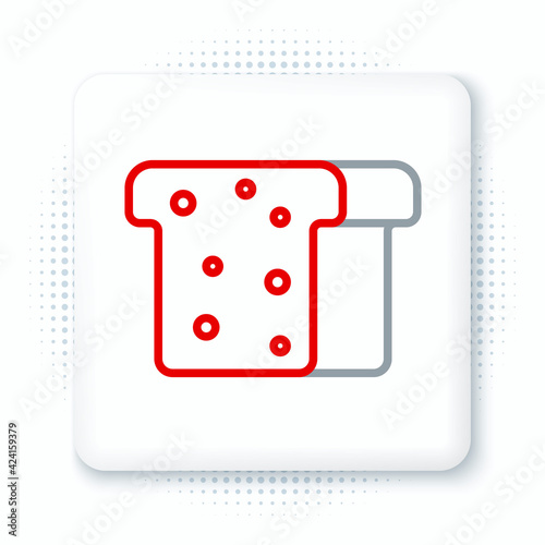 Line Bread toast for sandwich piece of roasted crouton icon isolated on white background. Lunch, dinner, breakfast snack. Colorful outline concept. Vector